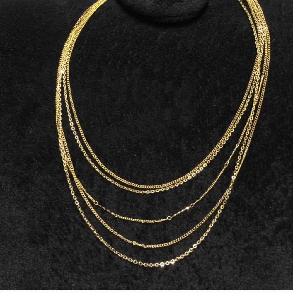 A+II VINTAGE MULTI STRAND GOLD TONE CHAIN NECKLACE